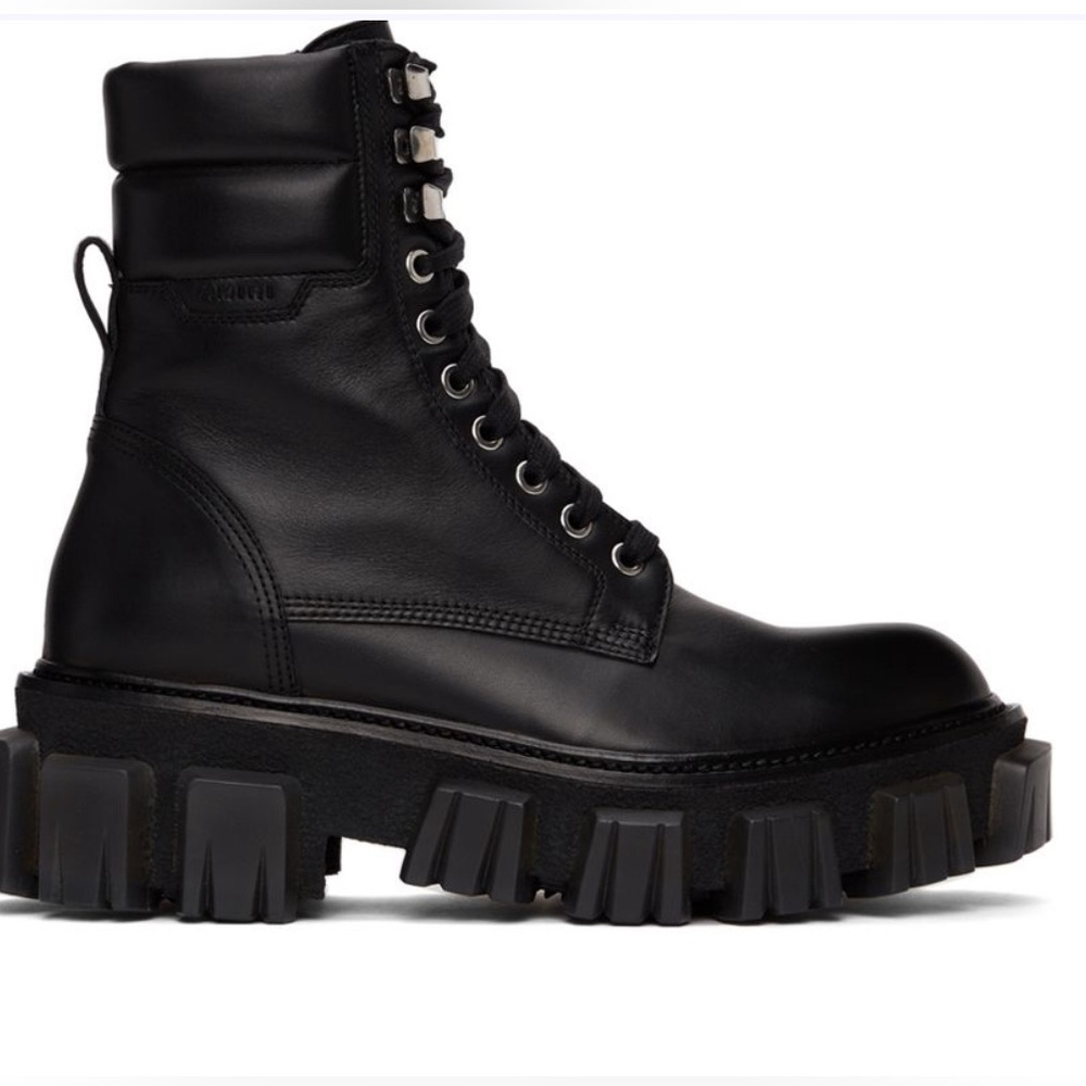 AMIRI Black Crepe Lug Combat Boots